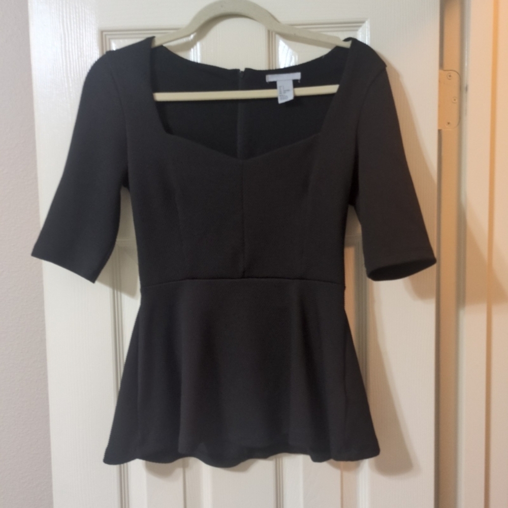 H&M Black Peplum Blouse